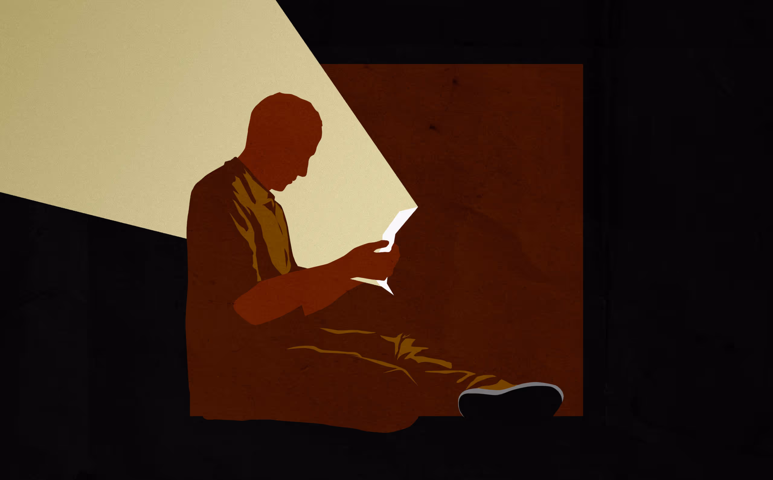 Editorial illustration of a prisoner reading a letter