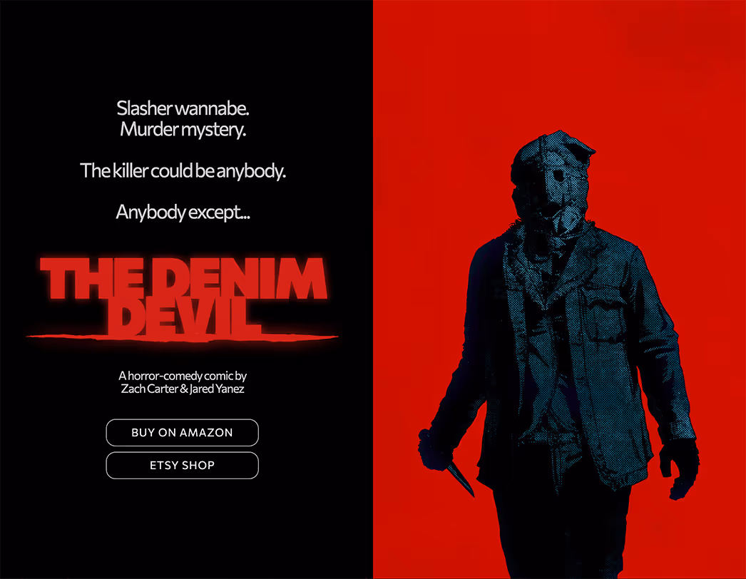 Website homepage for The Denim Devil